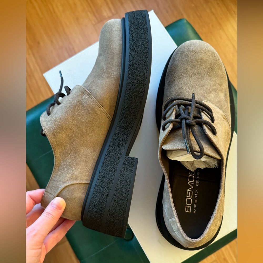 Real suede Tan Lace-Up Platform Boots, like new, Italy, size eu 40, us 10